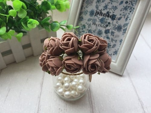 [A-012975] Mini Foam Roos Taupe Bruin 2,5 cm Zak 144 stuks