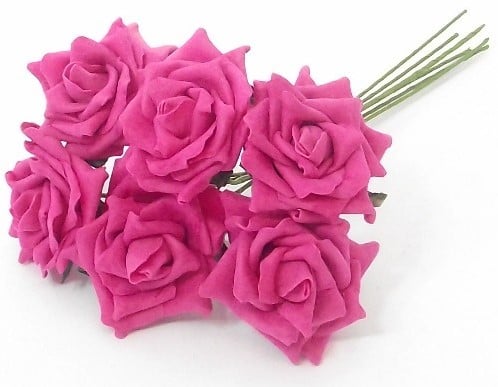 [A-013022] Foamroos Cerise 6 cm bundel 6 stuks