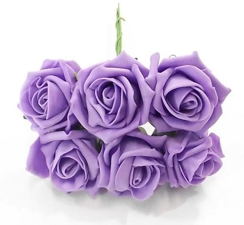 [A-013390] Foamroos Princess Kleurvast Lila 6 cm Bundel 6 stuks
