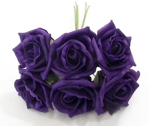[A-013919] Foamroos Princess Kleurvast Donkerpaars 6 cm Bundel 6 stuks