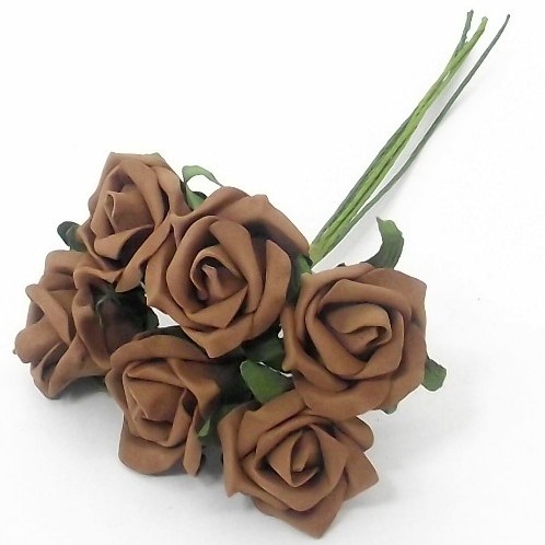 [A-013921] Foamroos Premier Kleurvast Choco Bruin 4 cm Bundel 6 stuks