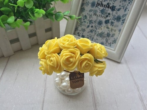 [A-014112] Mini Foam Roos Geel 2,5 cm Bundel 12 stuks