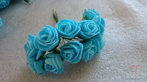 [A-014114] Mini Foam Roos Blue Blauw 2,5 cm Bundel 12 stuks