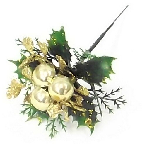 [A-014445] Kerstbijsteker Goud Balletjes Blad en Hulst doos 96 stuks