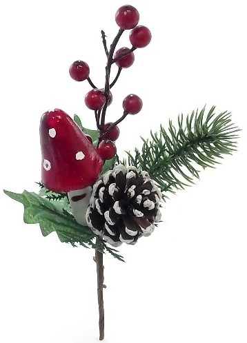 [A-014452] Kerstbijsteker Leuke Paddenstoel Dennenappel Besjes per stuk