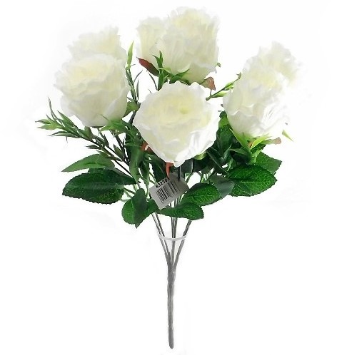 [A-015539] Roos Crinkled Rosebud Bush White met Grass boeket