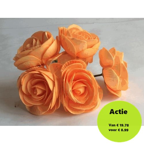[A-015884] Camelia Ranonkel Oranje Neon Foambloem doos 30 stuks