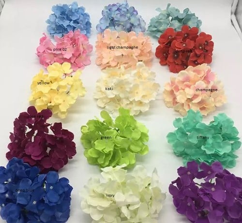 [A-017151] Hortensia Hydrangea 10 Roze Rood Purple Zijden Bloemkop los 15×10 cm