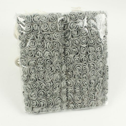 [A-017629] Mini Foam Roos met Tule Grijs 2 cm Bulk Pak 144 stuks