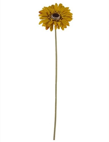 [A-024548] Gerbera 53 cm Mosterd OkerGeel Zijden bloemen / st 