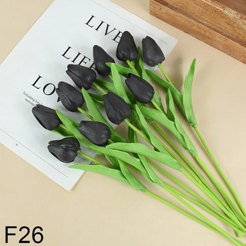 [A-025812] Tulpen Antraciet Grijs Real Touch Foam 33 cm Bundel ca. 10 stuks