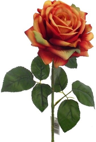 [A-019184] Zijden Roos Oranje Open Velvet touch 74 cm per stuk