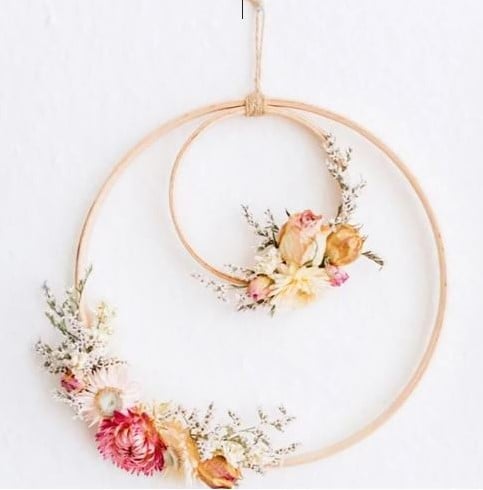 [A-019596] Bamboe Houten ring Flowerhoop Bloemenring 8 cm per stuk