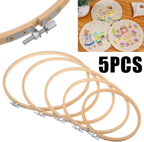 [A-019597] Bamboe Borduurring Flowerhoop Bloemenring 5 maten 15-26 cm per set