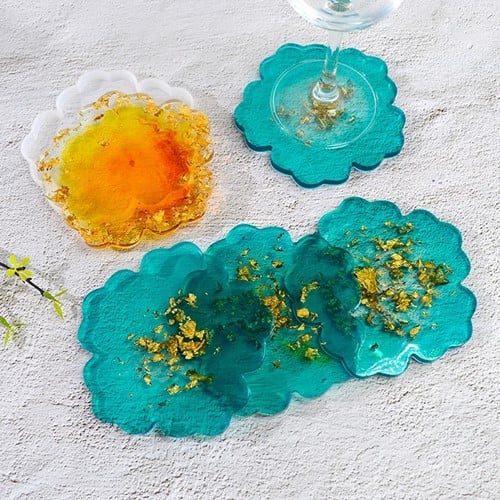 [A-025513] Siliconenmal Onderzetter glazen bloemvorm Epoxy resin 16 cm per stuk