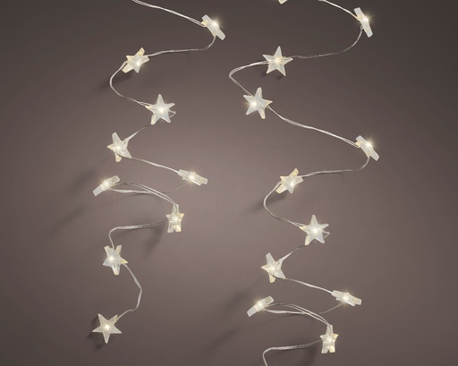 [A-027653] Stervormige Micro LED kerstverlichting, 95 cm, 20 lampjes, batterij, timer, binnen, Lumineo