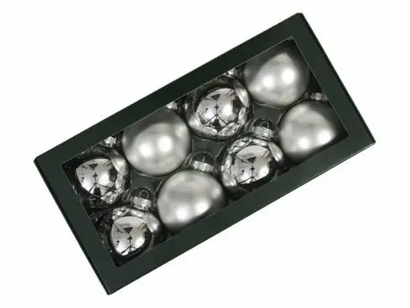 [A-027725] Kerstballen Glas Zilver combi 8 cm Set van 8