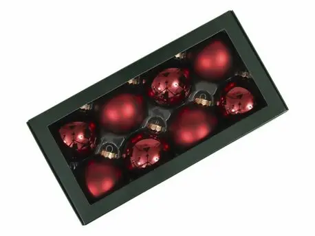 [A-027729] Kerstballen Glas DonkerRood Combi mat glans 8 cm Set van 8
